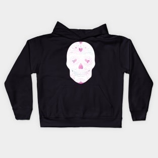 Pink sugar skull for breast cancer awareness month Kids Hoodie